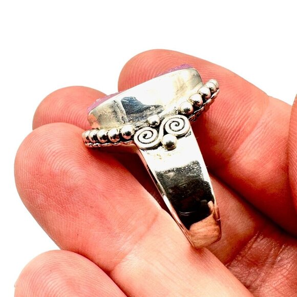 Sajen Womens Ring Pink Druzy Quartz Sterling Silver Size 9 Designer - Picture 3 of 5